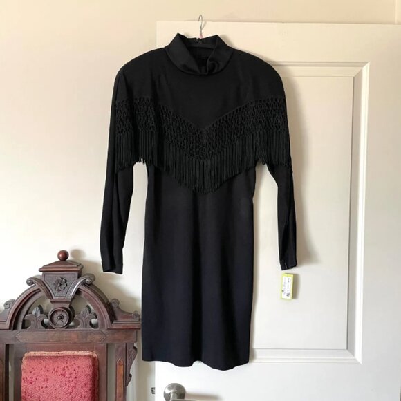 90s Black Western All that Jazz Dress - Picture 6 of 7